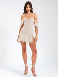 Marica Beige Satin Corset Mini Dress