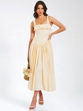 Noreen Egg White Satin Corset Maxi Sundress