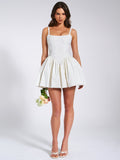 Kadi White Cotton Corset Mini Dress