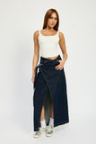 Alana Wrapped Maxi Denim Skirt